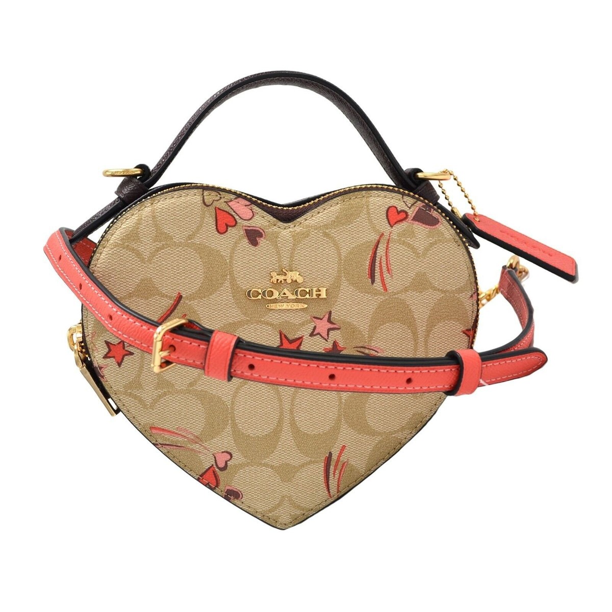 Coach Women's Heart Shaped Crossbody Shoulder Bag Purse Handle