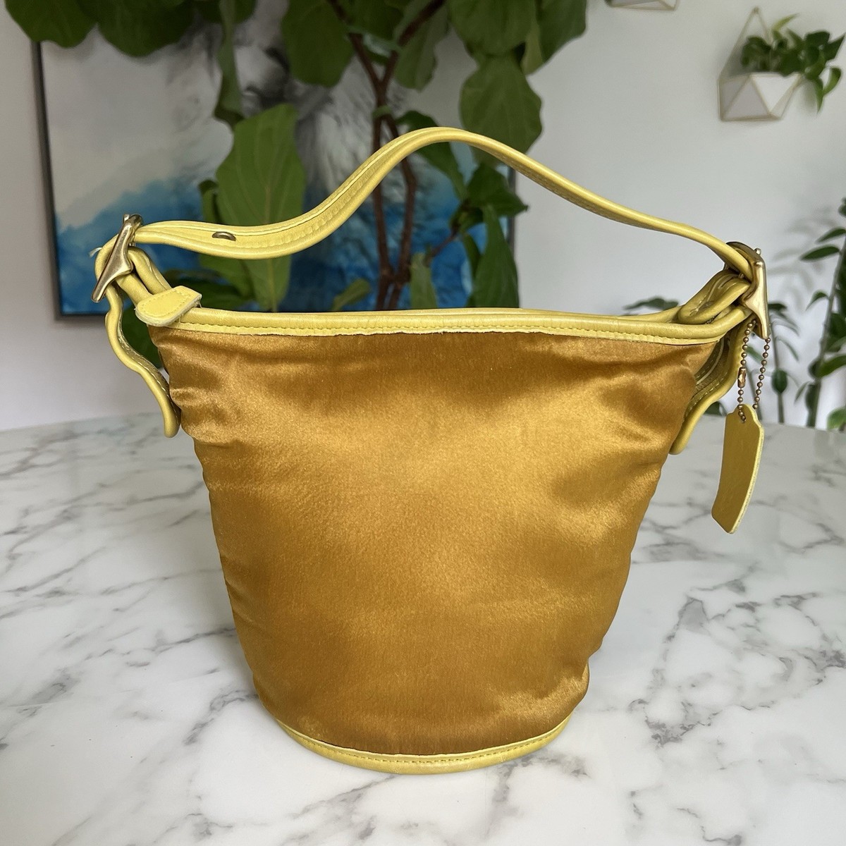 COACH Vintage Satin Maggie Duffle 6100 Gold Yellow Leather Mini
