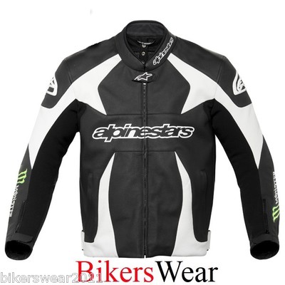 Alpinestars Monster Energy Sport Leather Jacket Black/White/Green