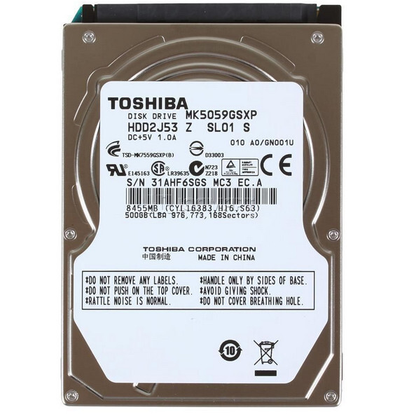 Toshiba 500GB MK5059GSXP 5400RPM SATA 2.5 inch Internal Laptop HDD