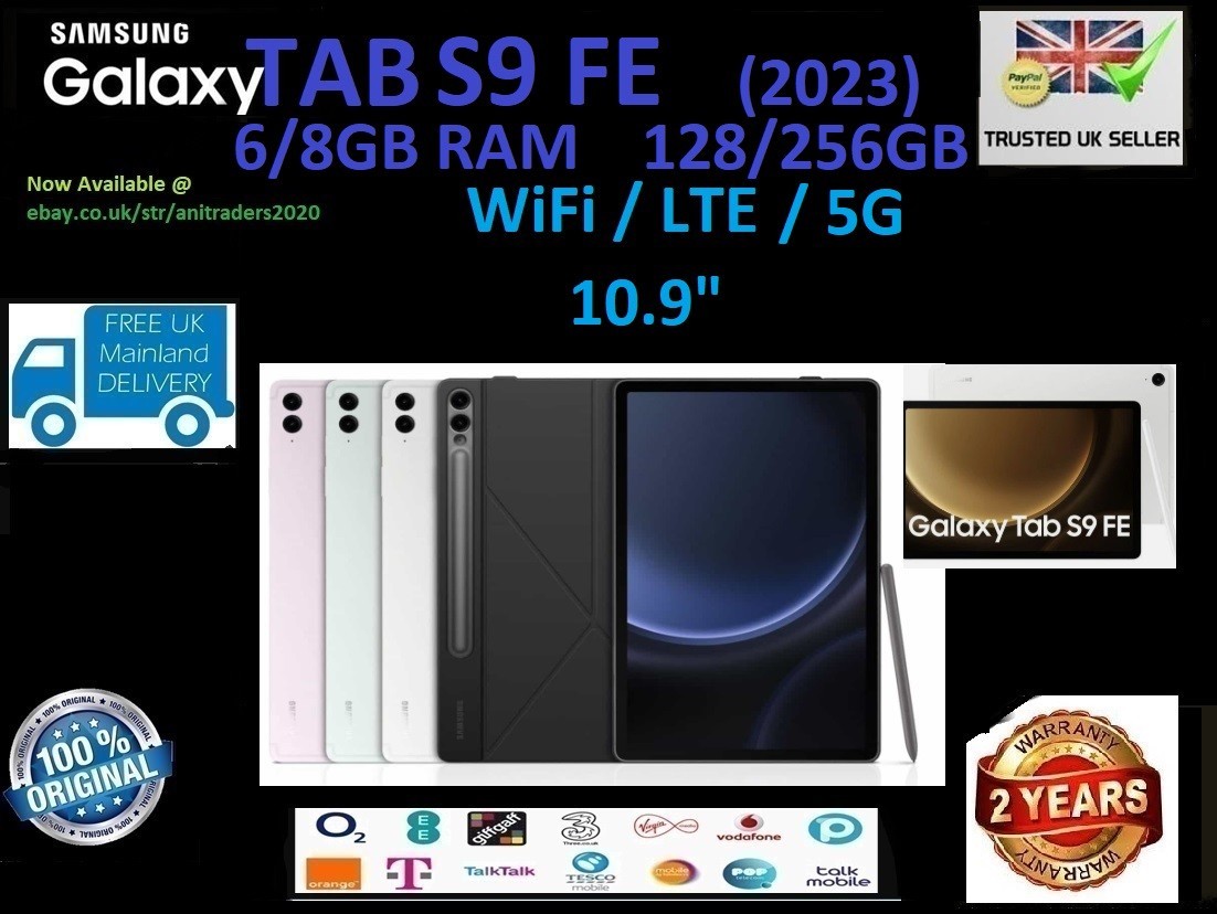 Samsung GALAXY Tab S9 FE 5G 6GB,8GB, 128GB,256GB Tablet sealed(All