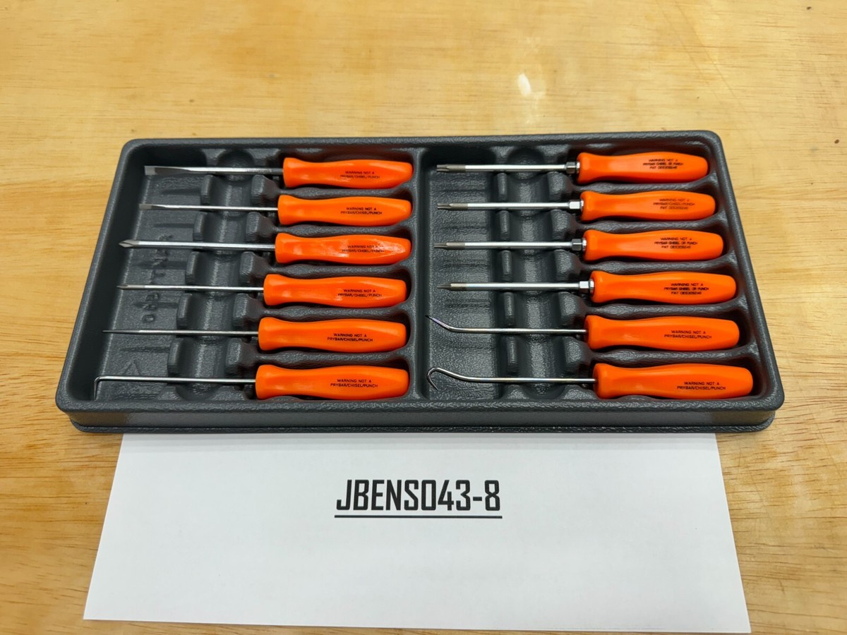 Snap-on Tools RARE 12pc ORANGE Hard Grip Mini Screwdriver & Pick
