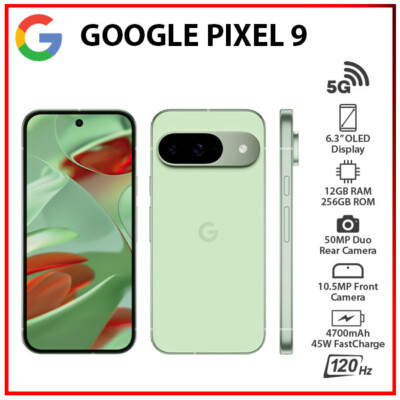 Google Pixel 9 5G 12GB+256GB WINTERGREEN Dual SIM Unlocked Android