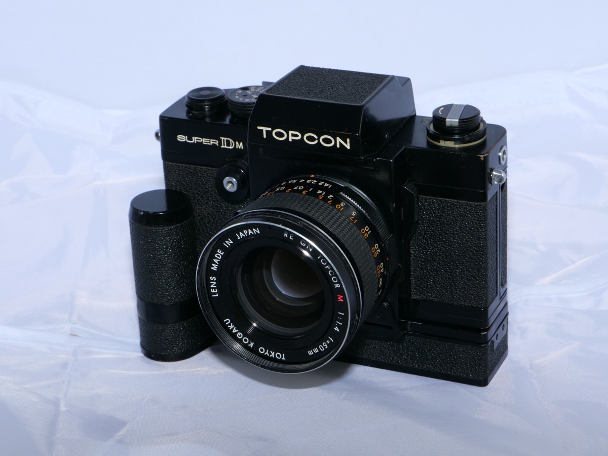 Topcon Super DM black camera. GN-Topcor 50mm f1.4 lens. Topcon