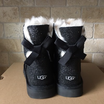 UGG MINI BAILEY BOW SPARKLE GLITTER BLACK BOOTS SIZE US 7 WOMEN | eBay