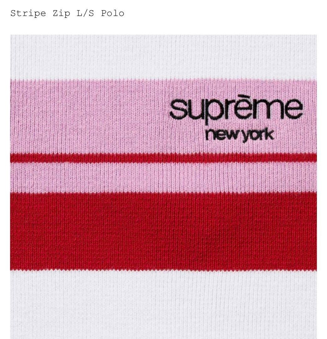 Supreme Stripe Zip L/S Polo Pink Size S New | eBay