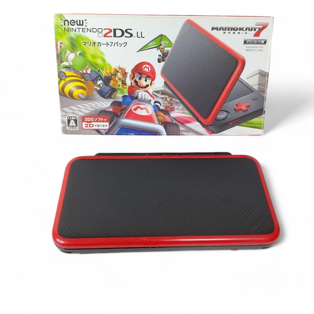 NINTENDO New 2DS XL LL Mario Kart 7 Console Stylus w/Box Red Black