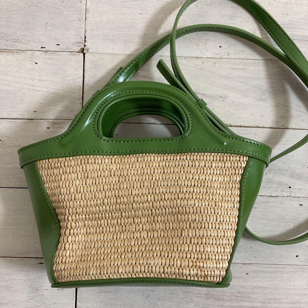 MARNI Women's 2-way Bag Tropicalia Micro Straw Leather Green Dust