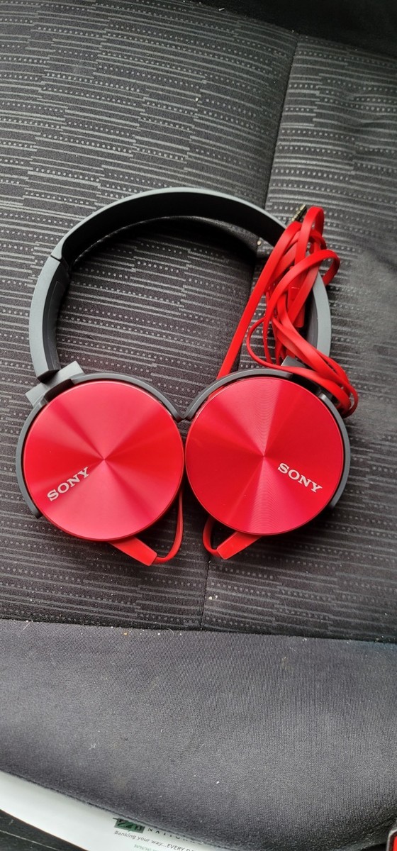 Sony MDR-XB450 Wired On Ear Extra Bass Headphones Red | eBay