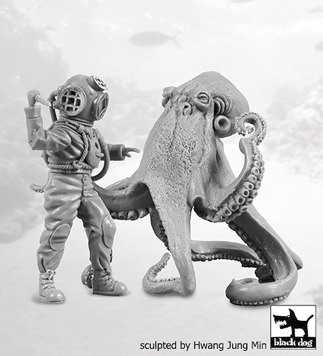 Black Dog 1/35 Diver in Standard Diving Suit Stabbing Giant