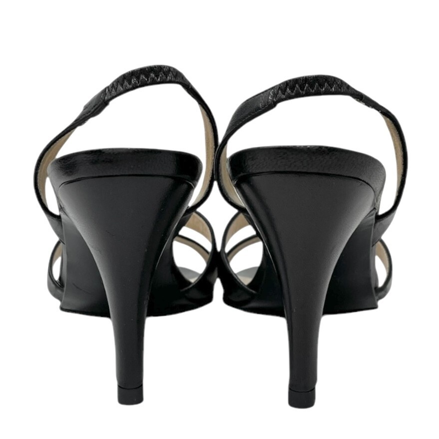 CHANEL Vintage 98P CC Logo Heels Mules Sandals #36.5-37 Black Gold