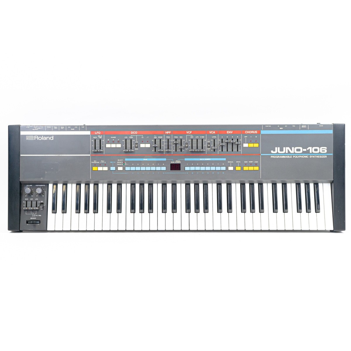 1985 Roland Juno 106 61-Key Polyphonic Keyboard Synthesizer
