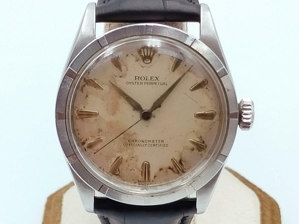 Authentic 1950s Rolex 6303 Oyster Perpetual Men Bubbleback Steel