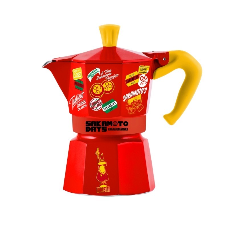 Bialetti Sakamoto Days Red & Yellow Moka Express 3 Cups Stovetop