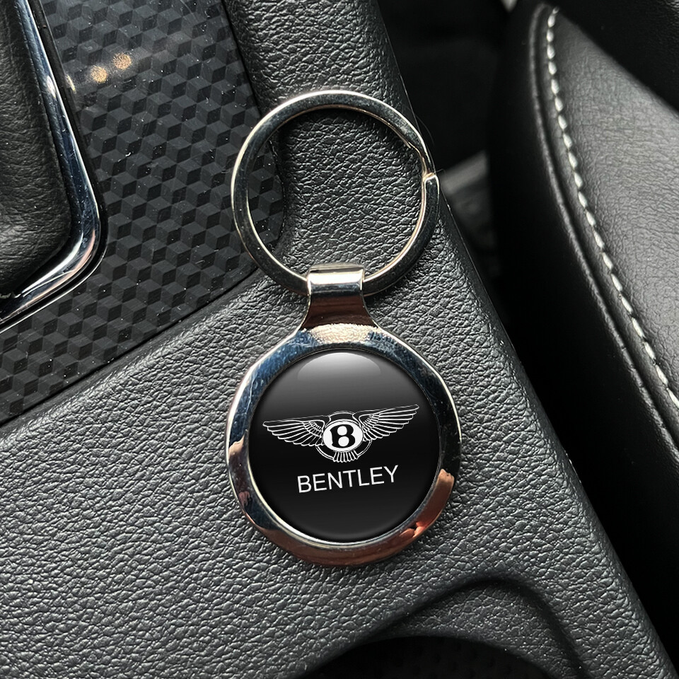 Solid Metal Keyrings Bentley Dome Round Epoxy Emblem Key fob gift