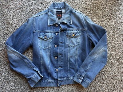 Y-3 x Adidas Men's Blue Denim Jeans Biker Jacket Medium Italy