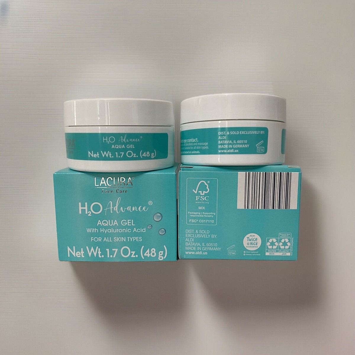 Set of 2 LACURA Face Care H2O Advance Aqua Gel, w/ Hyaluronic Acid