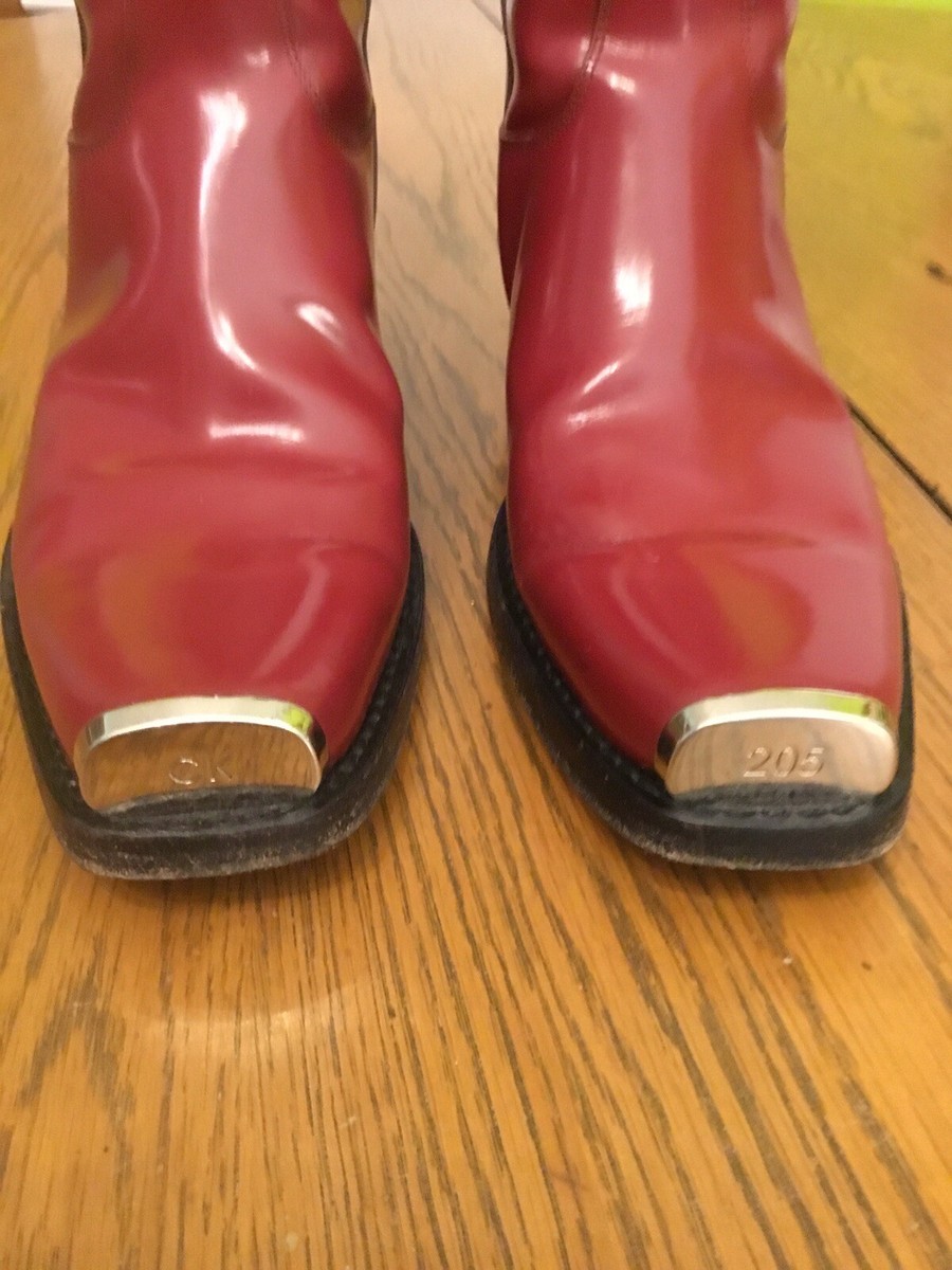 Calvin Klein 205W39NYC × Raf Simons Red Leather Gray Stripe