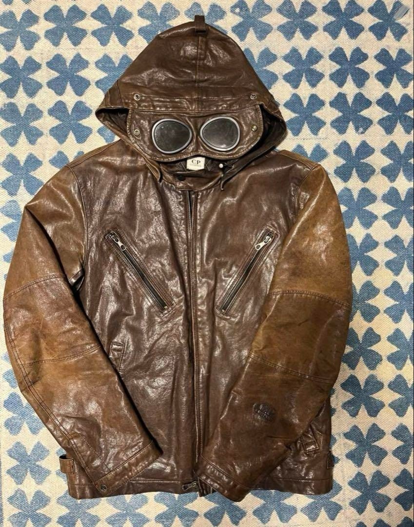 C.P. Company Mille Miglia Leather Goggle Jacket Black Size M | eBay