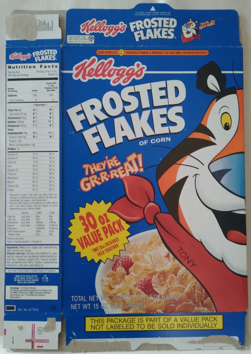 Kellogg's Frosted Flakes Cereal Box In The Chute With Team Tiger