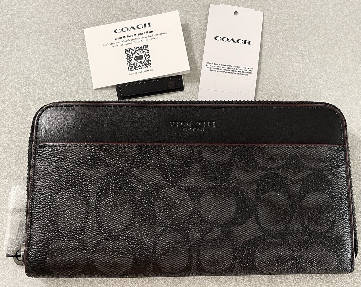 NWT Coach Accordion Wallet In Signature Canvas F25517 Black