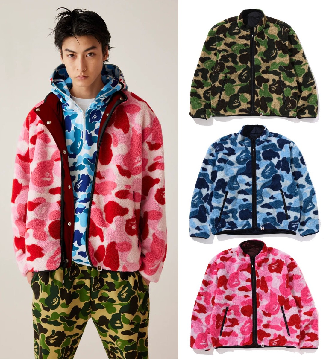 A BATHING APE Men's ABC CAMO BOA RIPSTOP REVERSIBLE JACKET