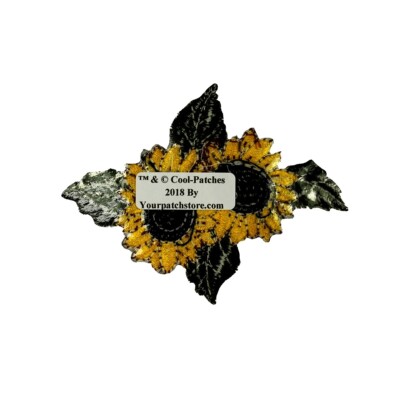 ID 6037 Dual Yellow Sunflower Patch Flower Flora Garden Iron On