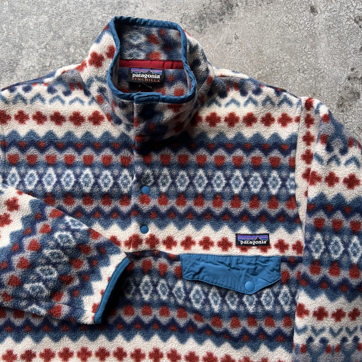 Patagonia Synchilla Snap T Pullover Aztec Pattern Fleece Mens Size