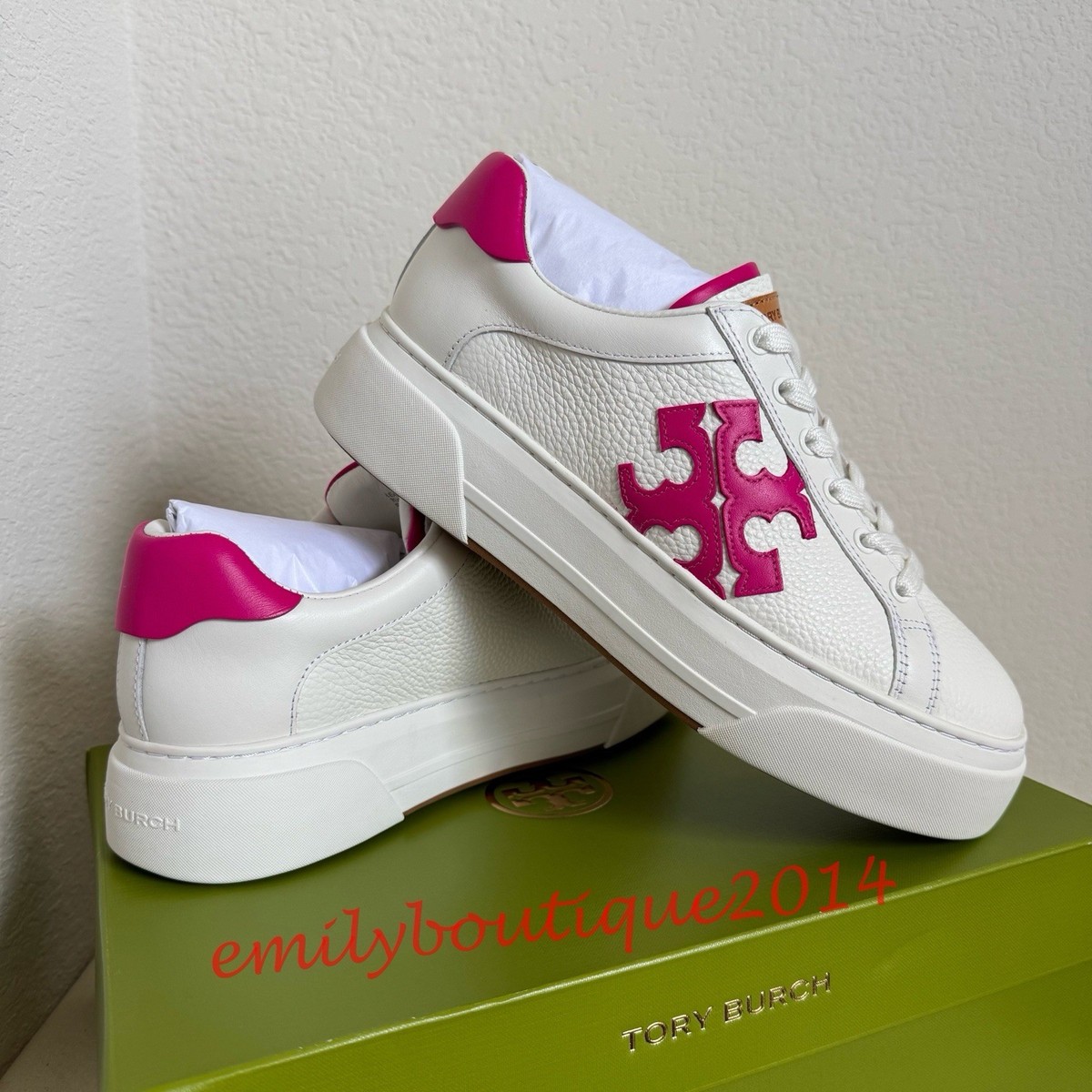 NIB Tory Burch Size 10.5 Signature Color Block Platform Leather