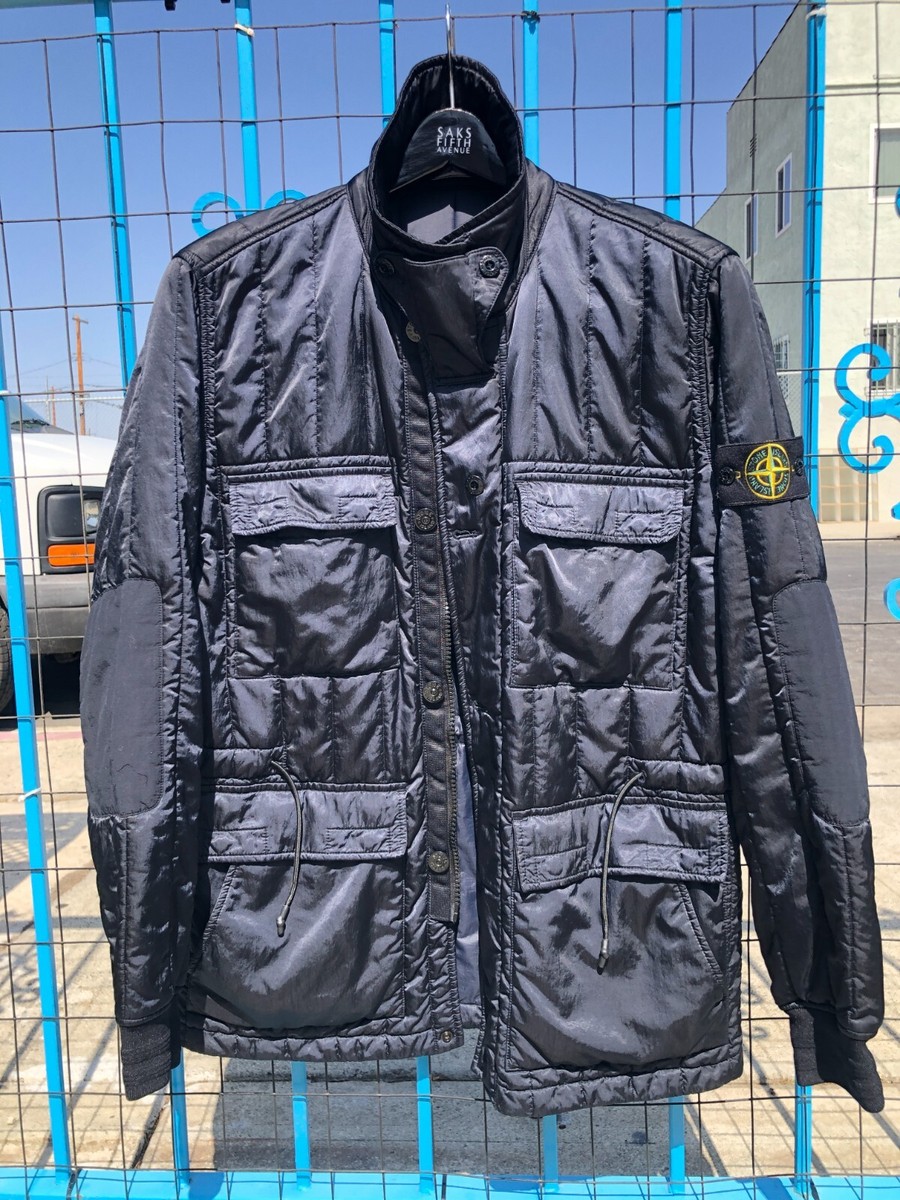 Stone Island Nylon Raso Quilted-TC Navy Blue Jacket Coat M Grail