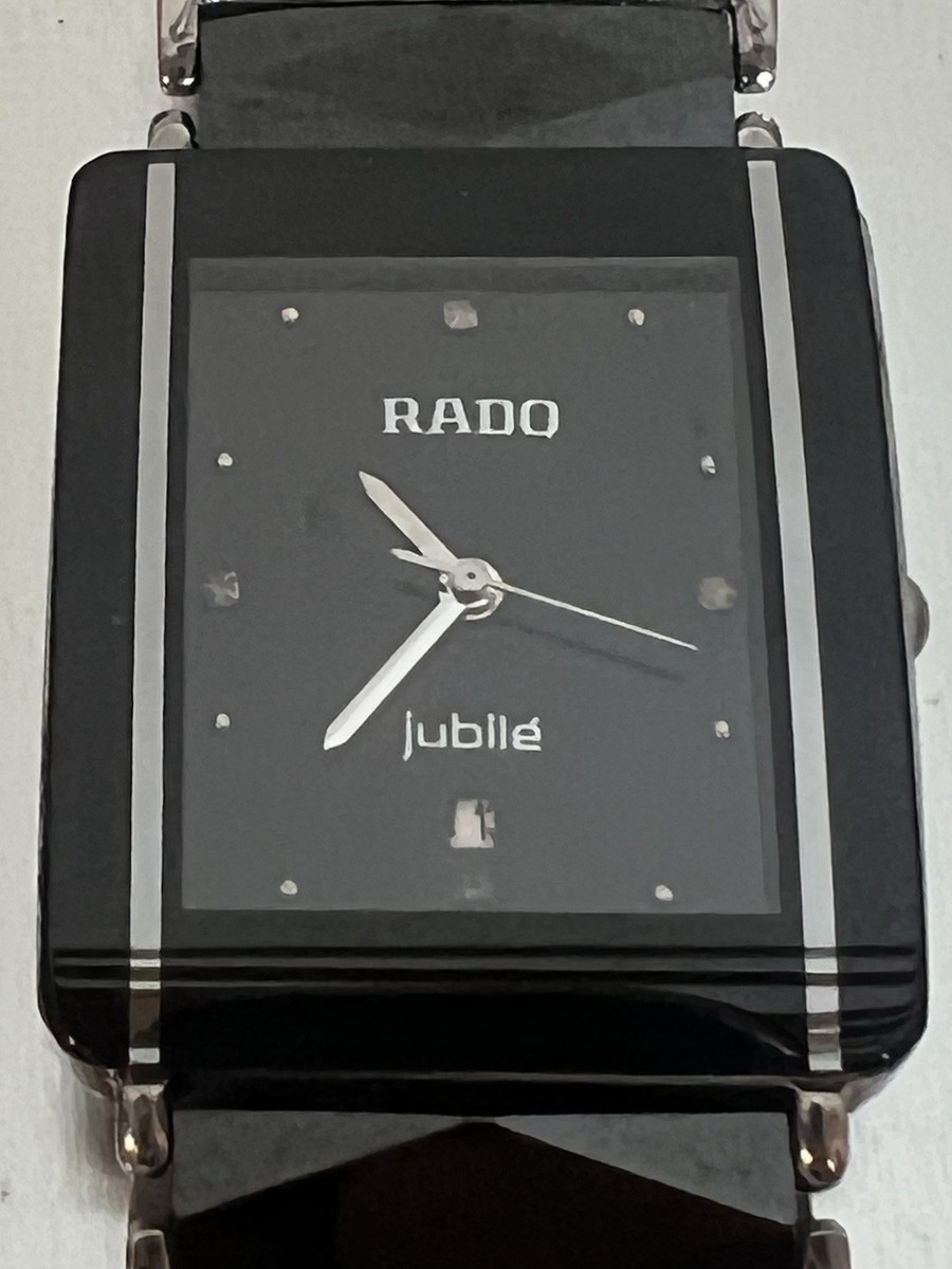 RADO Jubile Black Ceramic & Silver Watch w/ Diamonds & Tungsten