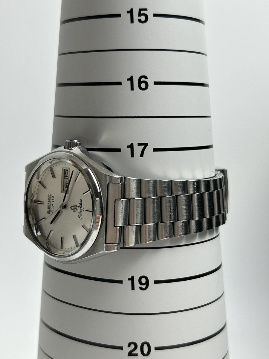 SEIKO WATCH SILVER WAVE 8229-8000 QUARTZ DAY DATE KANJI [Excellent