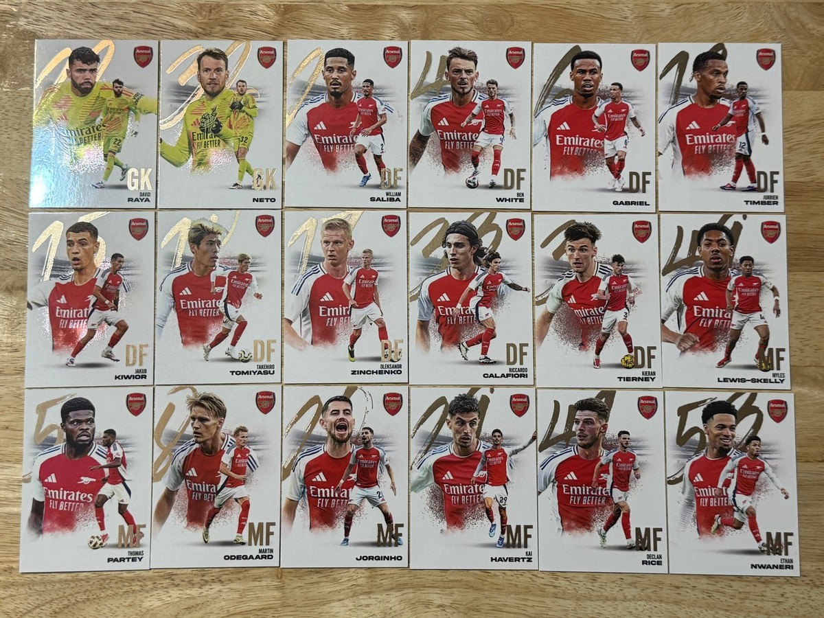 2024-25 Futera Club FX Arsenal Complete Set Portrait 1-40 and