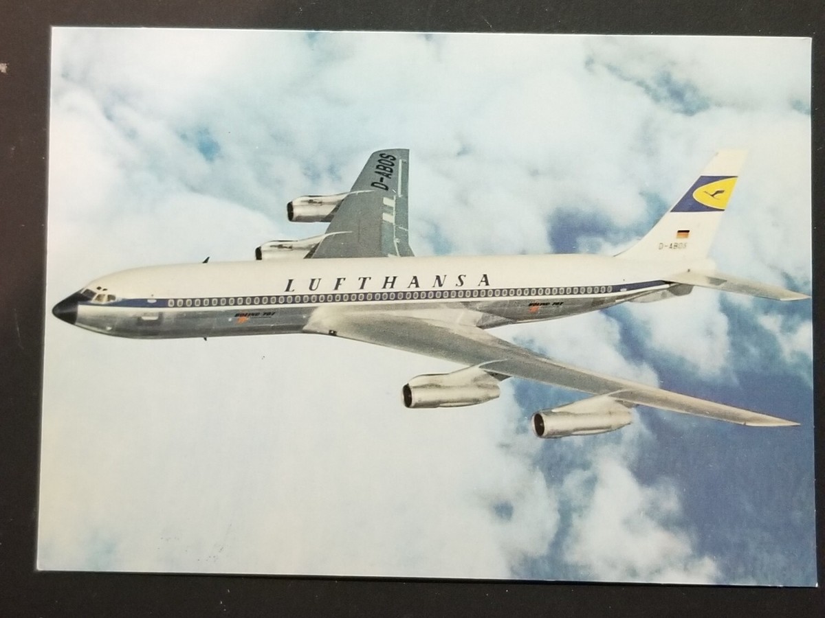 LUFTHANSA AIRLINES Germany Boeing 707 Postcard Post Card Unused
