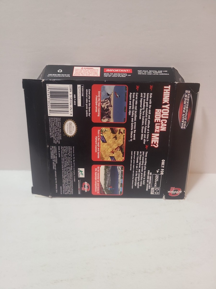 Shaun Palmer's Pro Snowboarder Nintendo Game Boy Advance GBA