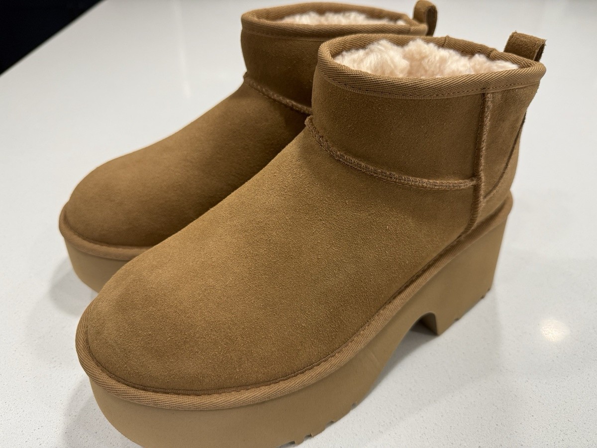 UGG Women's Classic Ultra Mini New Heights In Chesntut Size 8 US