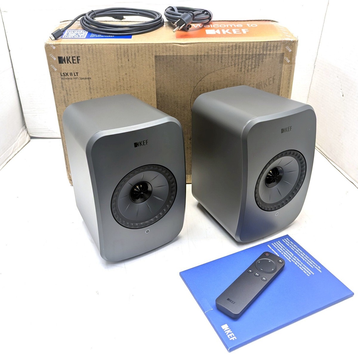 KEF LSX II LT Wireless HiFi Speakers - Pair (Graphite Grey) and