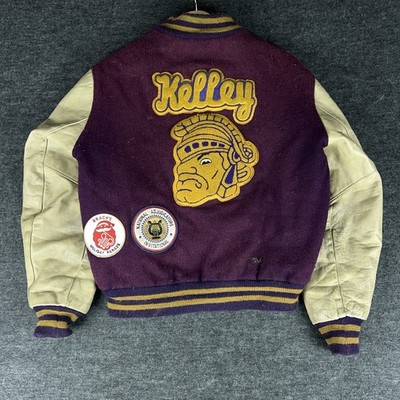 Vintage Varsity Jacket Men's Purple Medium DeLong USA Made Bomber