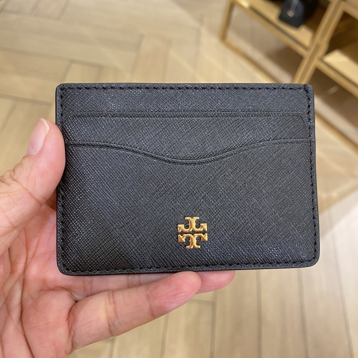 Tory Burch EMERSON SLIM CARD CASE 136101 In Black | eBay