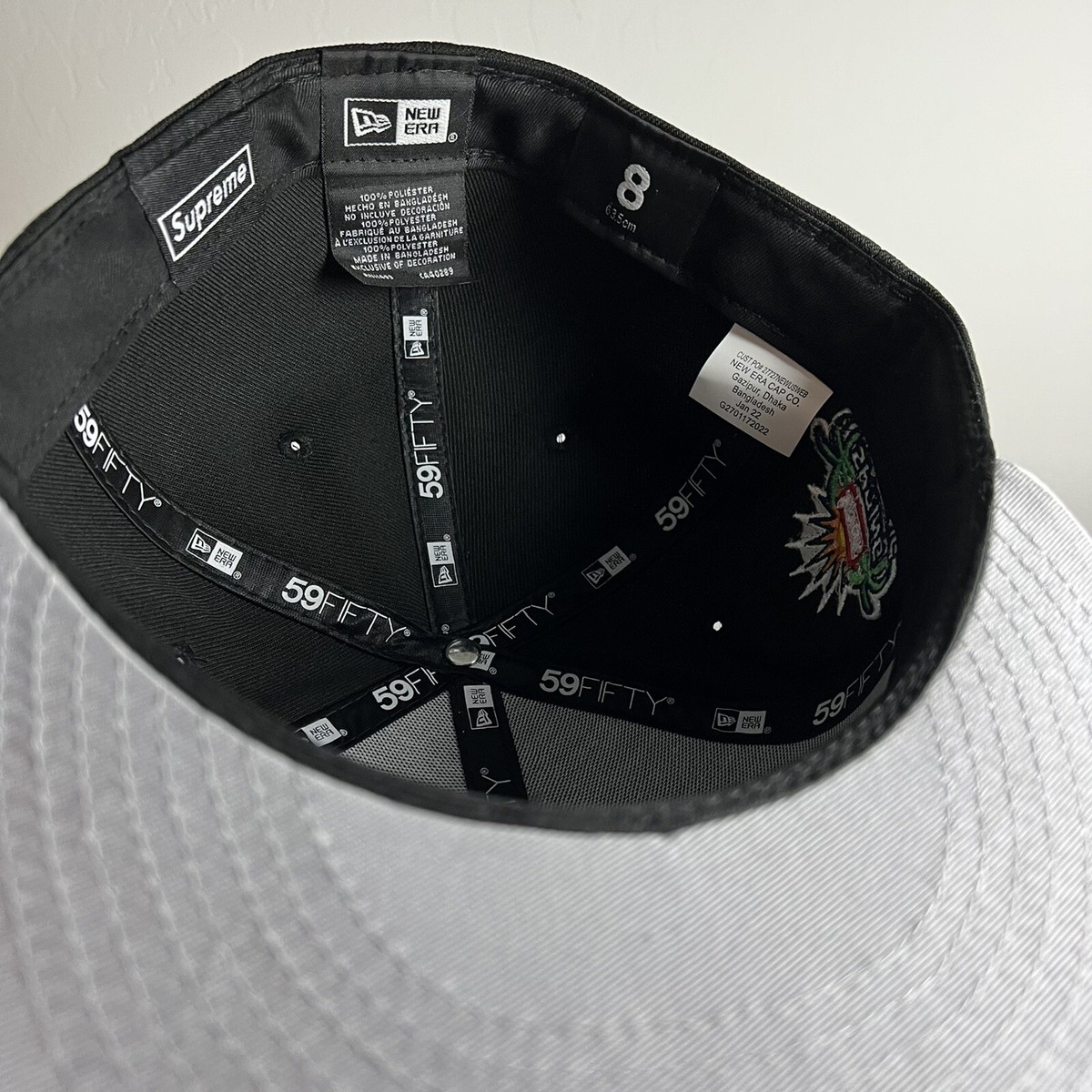Supreme Box Logo New Era Fitted Black 8 Two 2 Tone White Grey