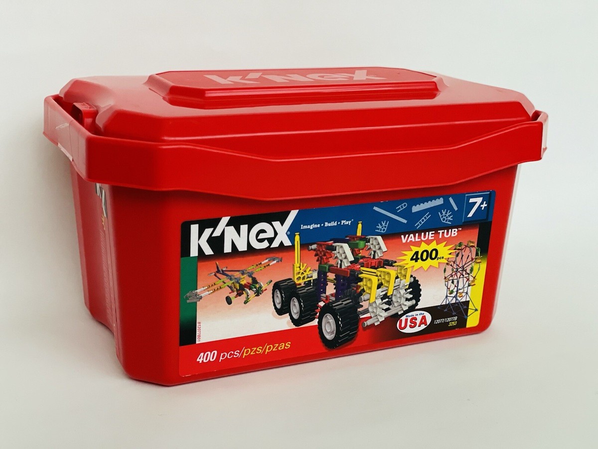 K'Nex Value Tub Over 400 Pcs #12077/12077B Red Tub Imagine-Build