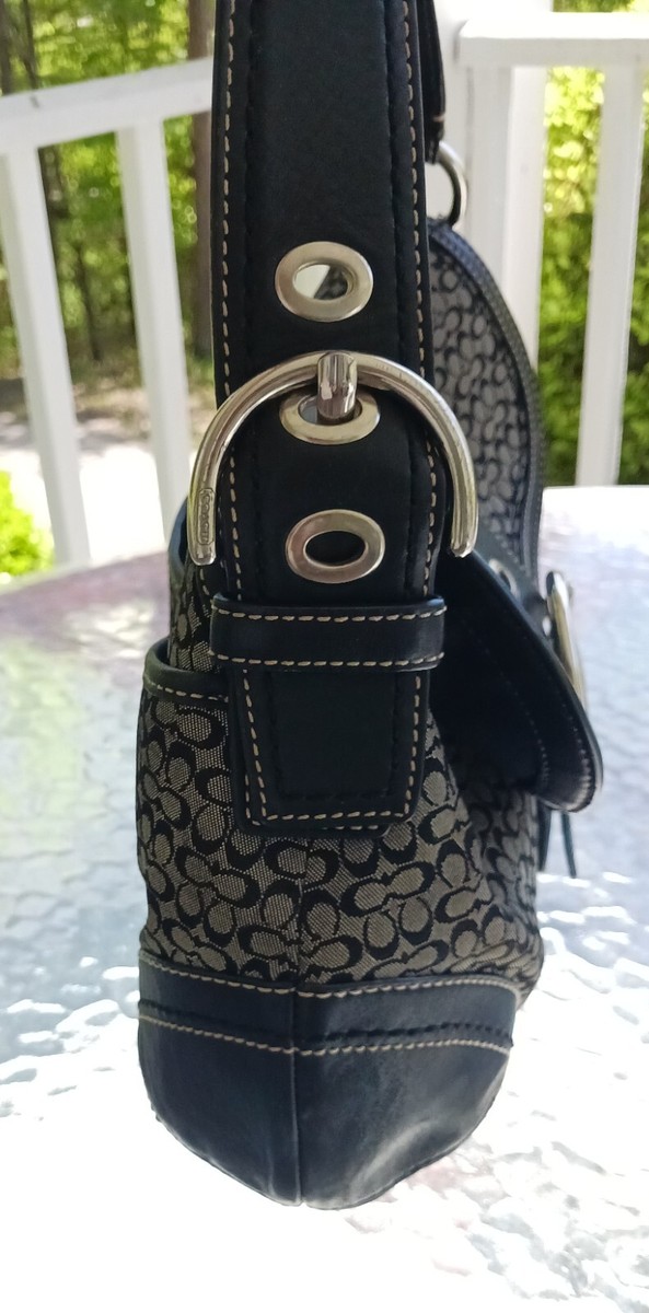 Coach F10926 Vintage Soho Black Leather & Signature C Canvas