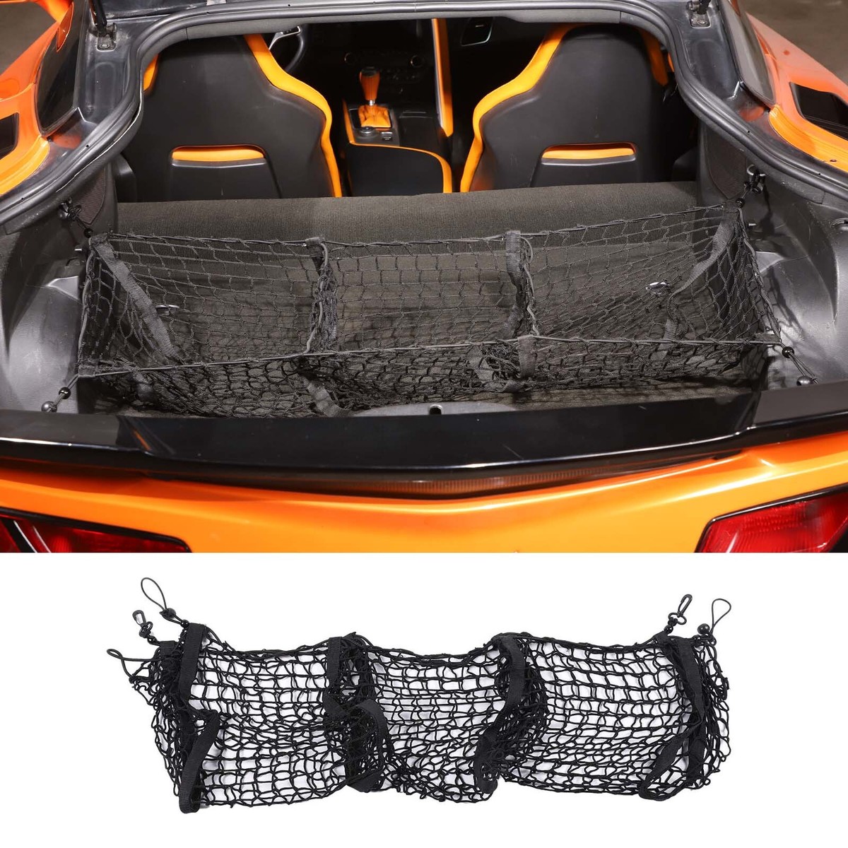 Black Rear Trunk Organizer Cargo Net Storage For Corvette C7 2014