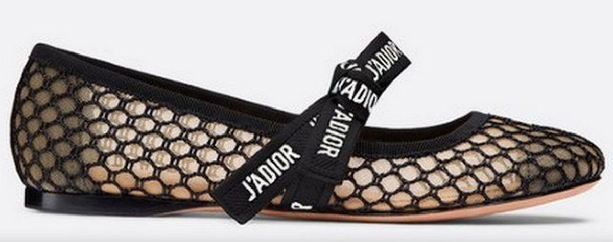 Dior Miss J'adior Black Nude Resille Ribbon Mesh Logo Ballet
