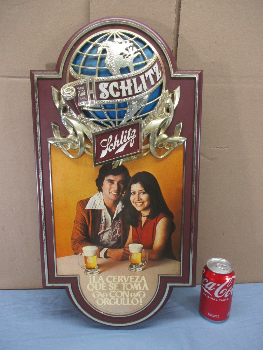 RARE Vtg 1977 Schlitz Beer SPANISH BAR SIGN La Cerveza Que Se Toma