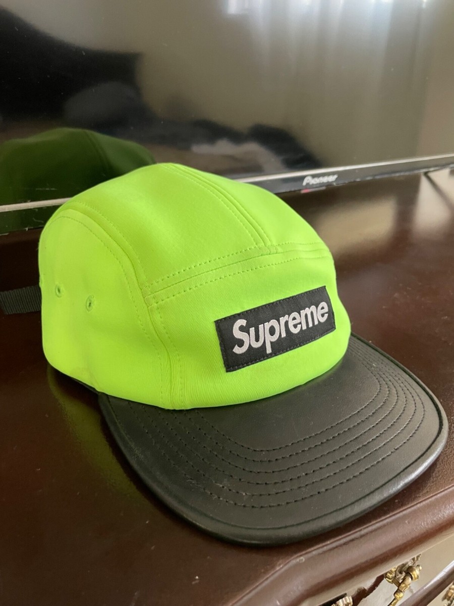 supreme green neoprene camp cap w black leather brim, 9/10. | eBay