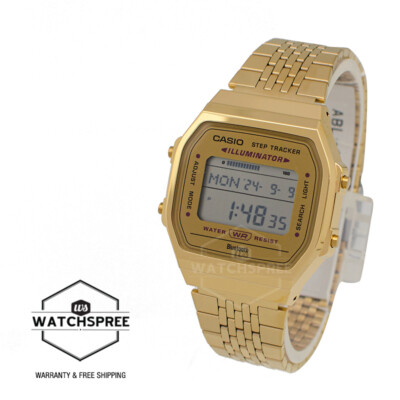Casio Vintage Bluetooth® Step Tracker Gold S.Steel Band Watch ABL
