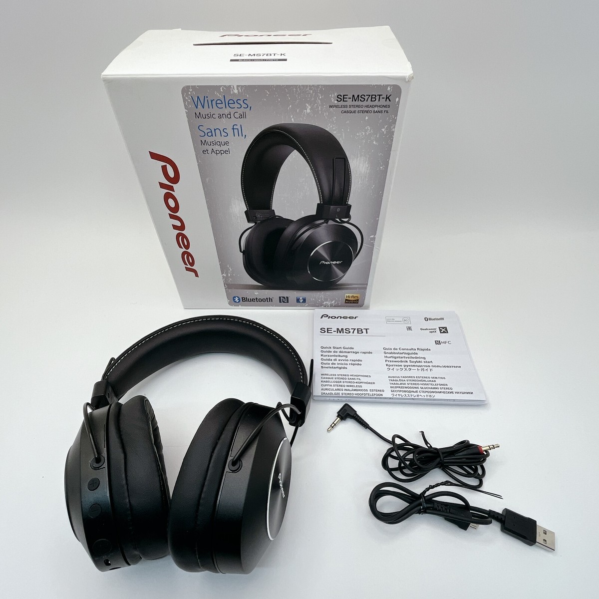 Pioneer Wired Wireless Bluetooth Headphones Black SE-MS7BT-K (E074