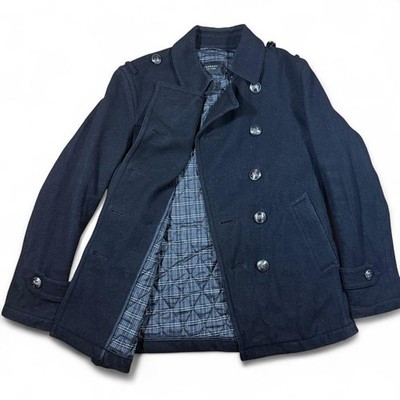 Burberry Black Label Napoleon Wool Coat with Engraved Nova Check