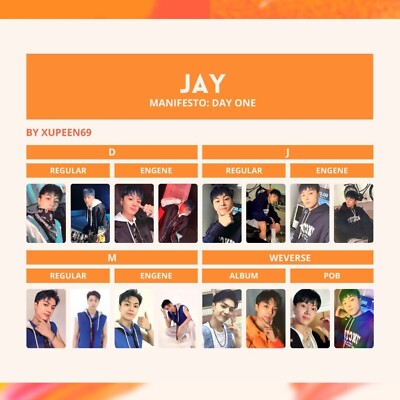 JAY ENHYPEN MANIFESTO : DAY1 official Photo card D J M Regular